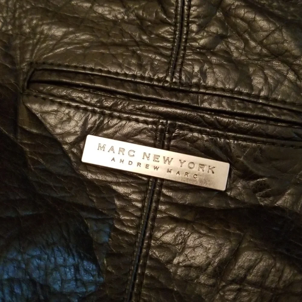 Andrew Marc genuine leather hobo bag, black